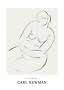 Poster with minimalist line drawing of a seated nude woman by Carl Newman
