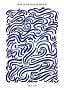 Abstract poster with dark blue wavy lines on white background and the text "Waves Up Waves Down"