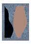 Abstract poster with black and beige vase shapes on a light blue dotted background