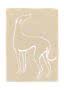 Minimalistisk illustration af en hund i beige med hvide konturer