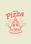 Retro pizza graphic with smiling pizza slice and text "Enjoy Our Pizza Extra Delicious"