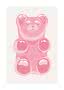 Pink gummy bear figure with glossy surface on a light background