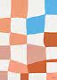 Abstraktes Karomuster mit welligen Flächen in Weiß, Pfirsich, Orange, Hellblau und Rosa