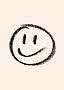 Smiley noir dessiné à la main dans un cercle sur fond beige clair