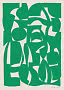 Abstract poster with green organic shapes on a light beige background