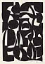 Abstract black and white poster with organic geometric shapes on a light background