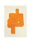 Abstrakt orange geometrisk figur på cremefarvet baggrund