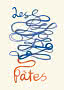 Poster astratto con linee blu intrecciate e la scritta "Pates" in arancione su sfondo chiaro