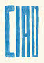 Abstract design with blue hand-painted vertical shapes on a light background