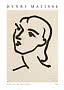 Póster de Henri Matisse con dibujo minimalista en línea negra de un retrato femenino sobre beige