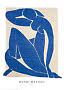 Póster de Henri Matisse Nu Bleu II, figura abstracta azul sentada sobre fondo claro
