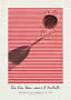 Poster with a glass of red wine on red and white stripes, casting a long shadow