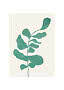 Abstract botanical print with green leaves on a light beige background