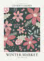 Poster del Covent Garden Winter Market con fiori rosa, bacche, foglie e agrumi su sfondo scuro