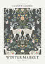 Poster Covent Garden Winter Market con cervi floreali e motivo botanico simmetrico