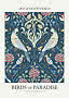 Poster with decorative Arts & Crafts pattern of birds and flowers on a dark blue background