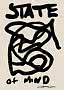 Affiche abstraite avec dessin noir au trait et texte « STATE OF MIND » sur fond beige