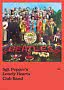 Poster des Beatles-Covers Sgt. Pepper mit bunten Uniformen und Collage berühmter Gesichter