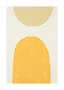 Abstract print with a pale yellow circle and ochre curved shape on a white background
