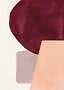 Arte da parete astratta con cerchio rosso scuro e forme geometriche rosa chiaro su sfondo chiaro