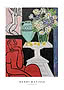 Póster con pintura de Matisse de figura roja sentada, jarrón y flores