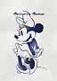 Donkerblauwe Minnie Mouse-print op witte achtergrond, Minnie staand met "Minnie Mouse" bovenaan