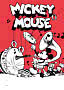 Rode Mickey Mouse-poster met Mickey, tuba, trommel en grote witte letters