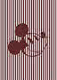 Abstract Disney-ontwerp met Mickey Mouse-silhouet in donkerrood op witte achtergrond met verticale strepen