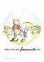 Winnie the Pooh and Piglet walk hand in hand toward a sunset with text "Today is my new favourite day"