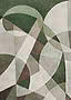 Abstract pattern with overlapping arches and shapes in green, beige and gray tones