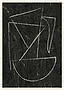 Abstract black wall art with white geometric lines and curved shapes
