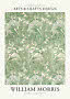Plakat med grøn William Morris-blomsterranke og teksten Arts & Crafts Design.