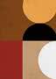 Poster geometrico astratto con cerchi e blocchi in marrone, beige, nero, rosso e bianco