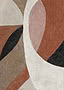 Dipinto astratto con forme curve in terracotta, beige, rosa cipria, nero e bianco sporco