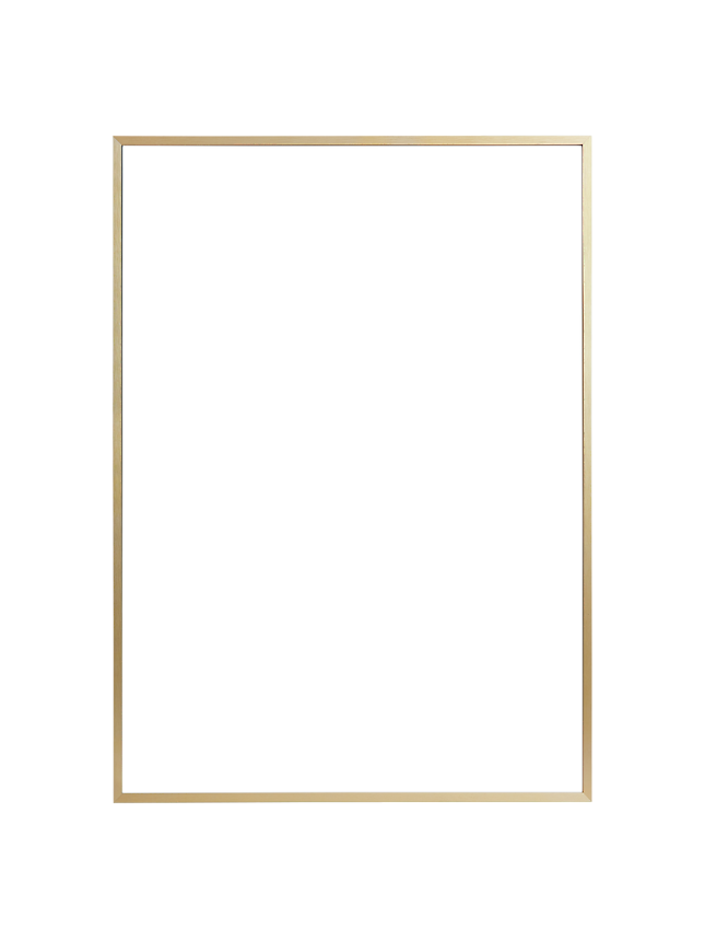 Rektangulært spejl med facetslebne kanter og smal ramme i lyst træ