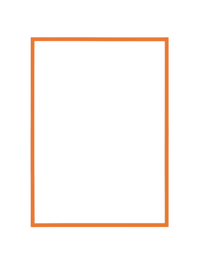 Geometrischer Teppich in Orange und Beige mit weißem Rechteck in der Mitte