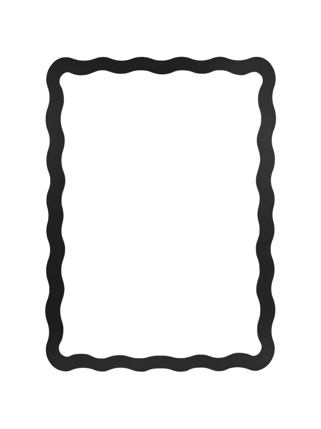 Miroir rectangulaire noir avec cadre ondulé