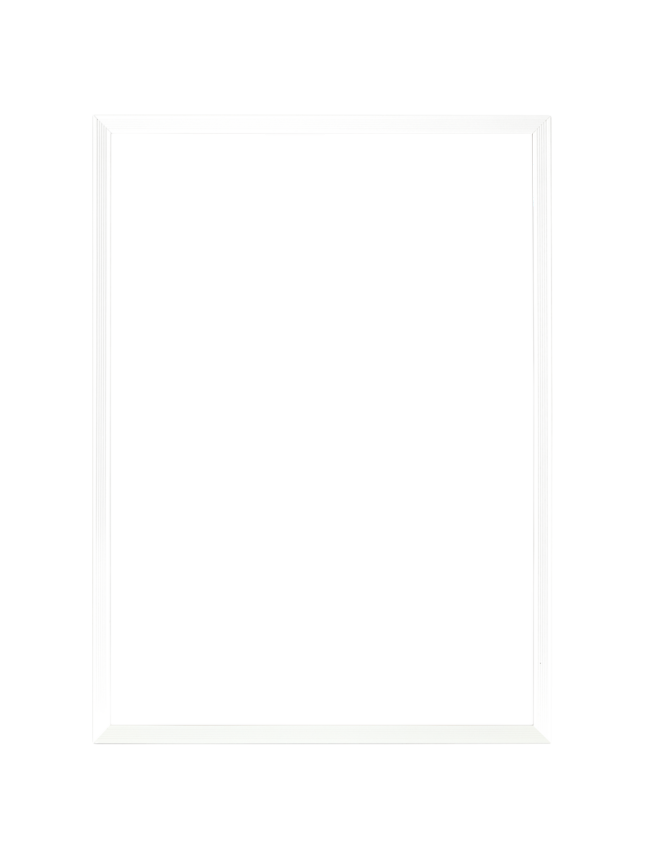 Abstrakt geometrisk print i hvid ramme med grå former og blå lodret stribe