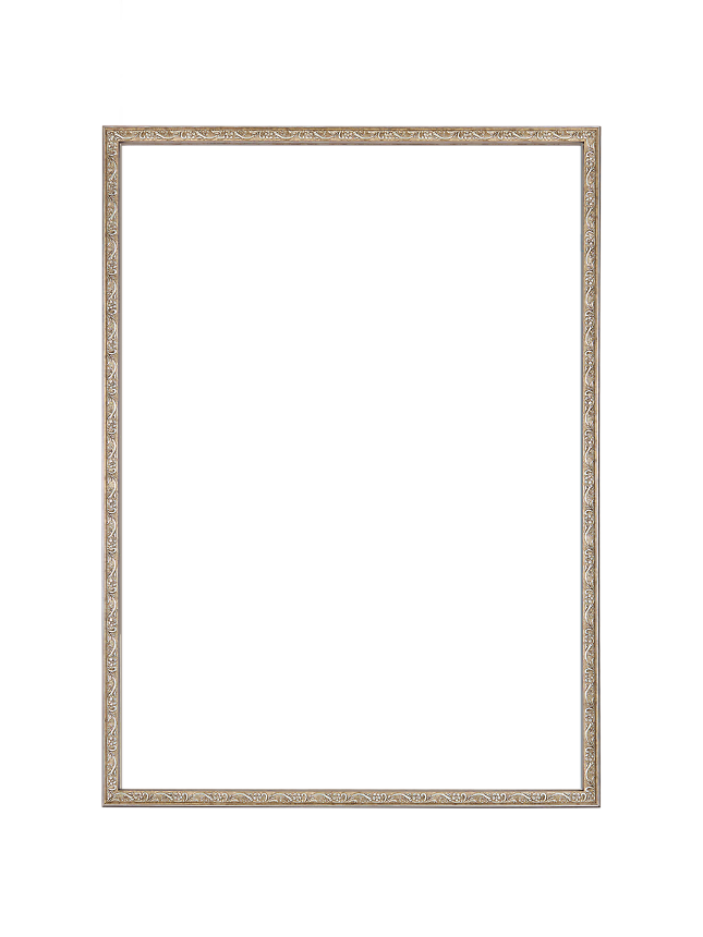 Rectangular wall mirror with a slim ornate gold frame