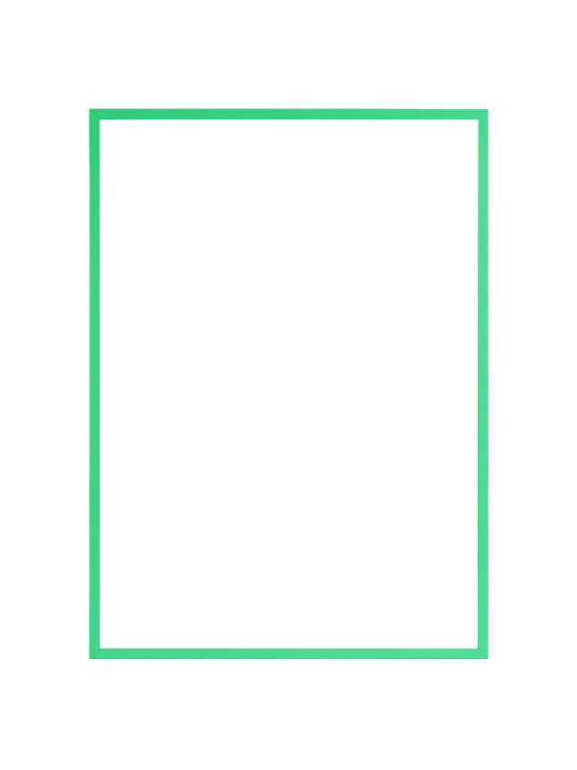 Rectangular mirror with mint green frame reflecting a beige and gray room