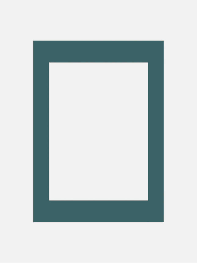 Dark teal rectangular mat frame with a large white center