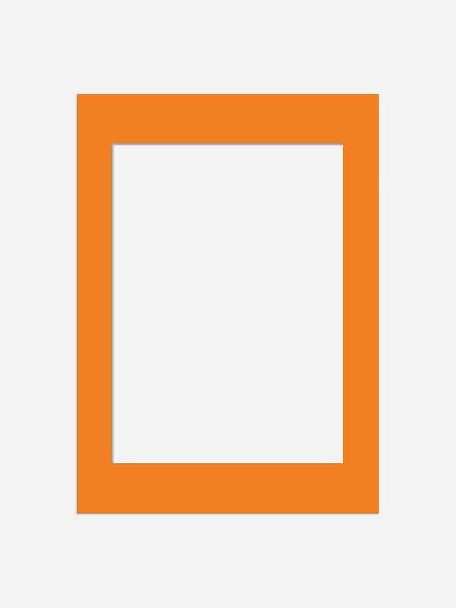 Orange mat board with rectangular cutout on a light background