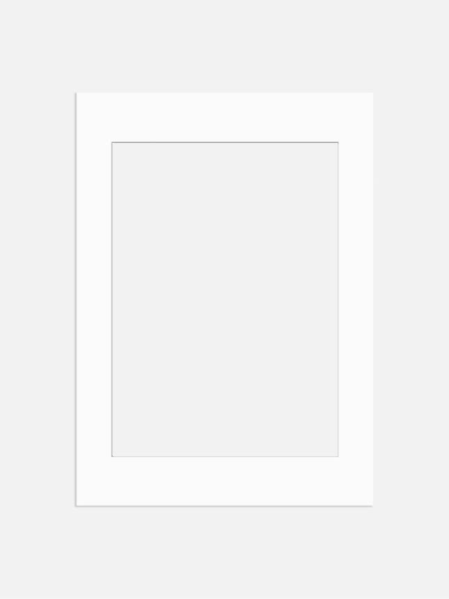 White mat board frame for photo or poster on a light background