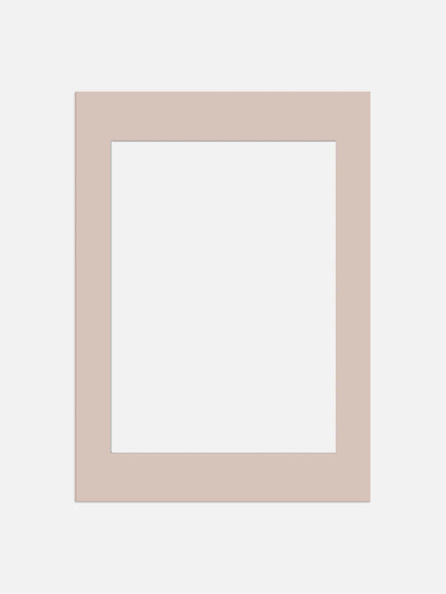 Beige mat board with rectangular opening on white background