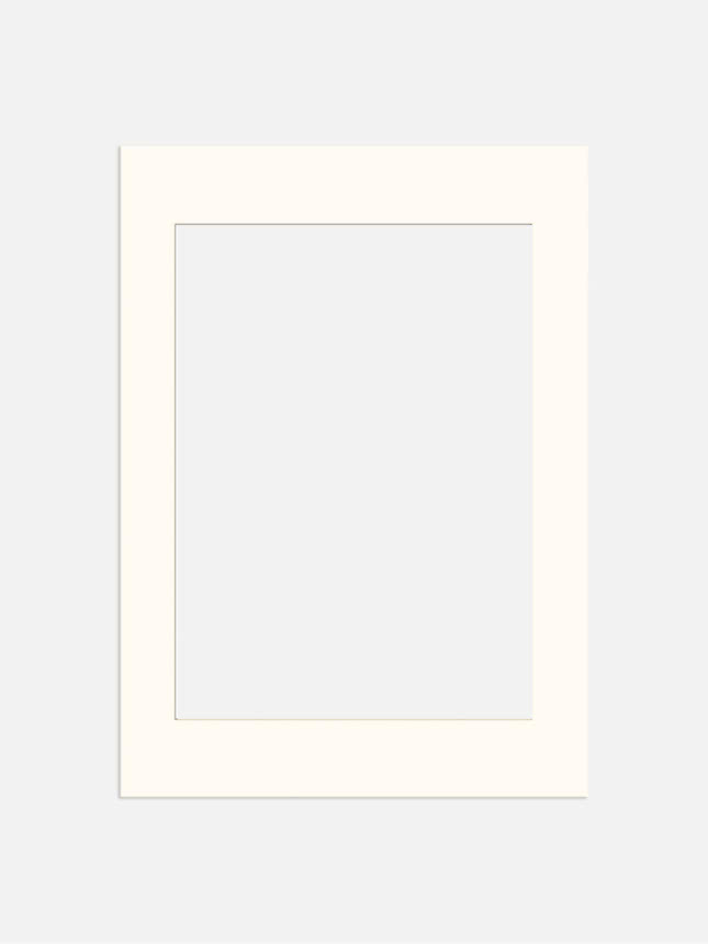 Simple cream-colored mat frame with rectangular opening on a light gray background