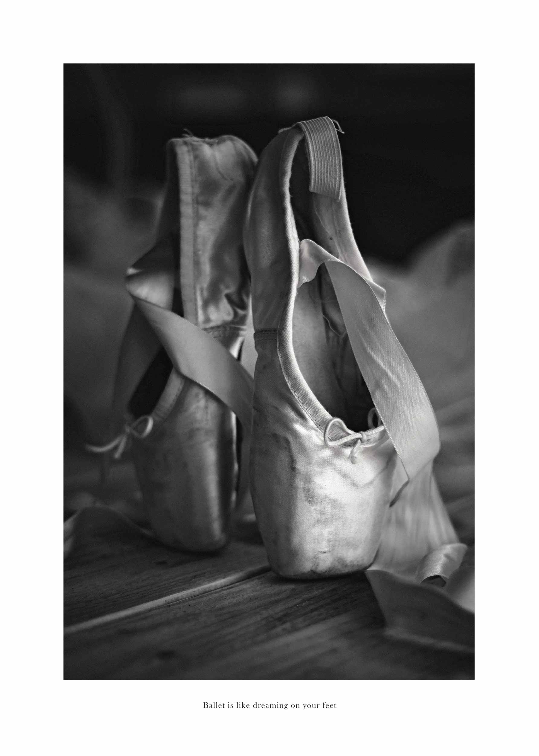 Dreaming Feet Poster - Black and white ballet photography (21x30 cm)