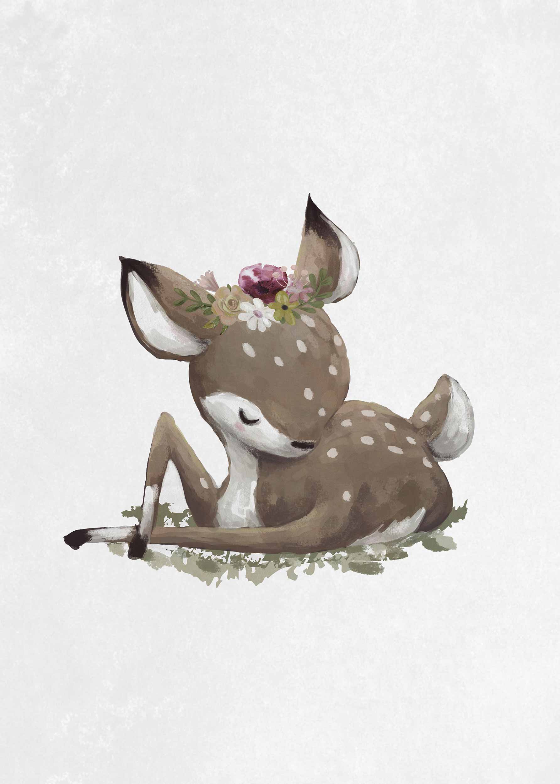 Resting Deer Poster - Animal illustration (21x30 cm)