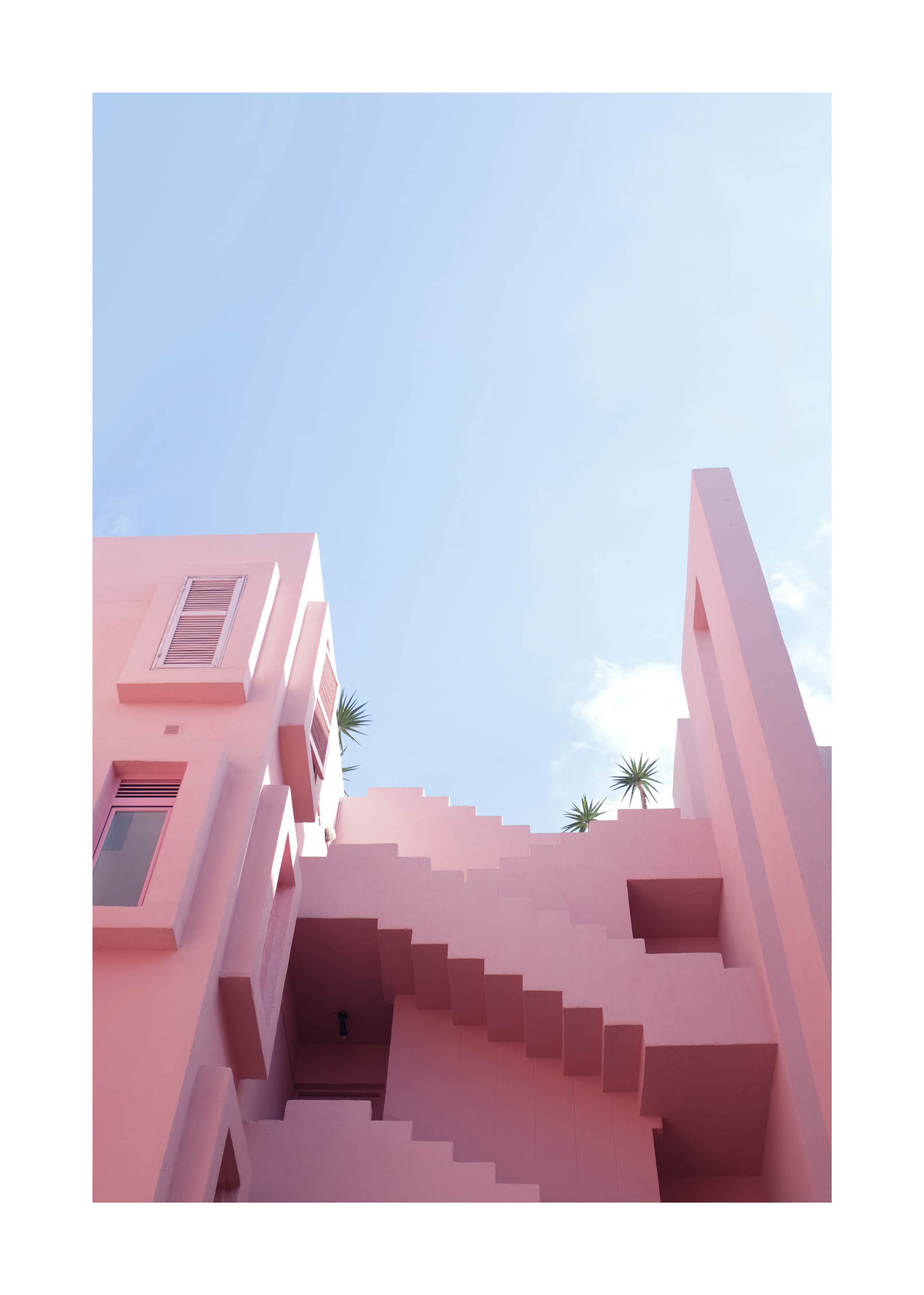 Pink Living Poster - Architektur Grafik (50x70 cm)