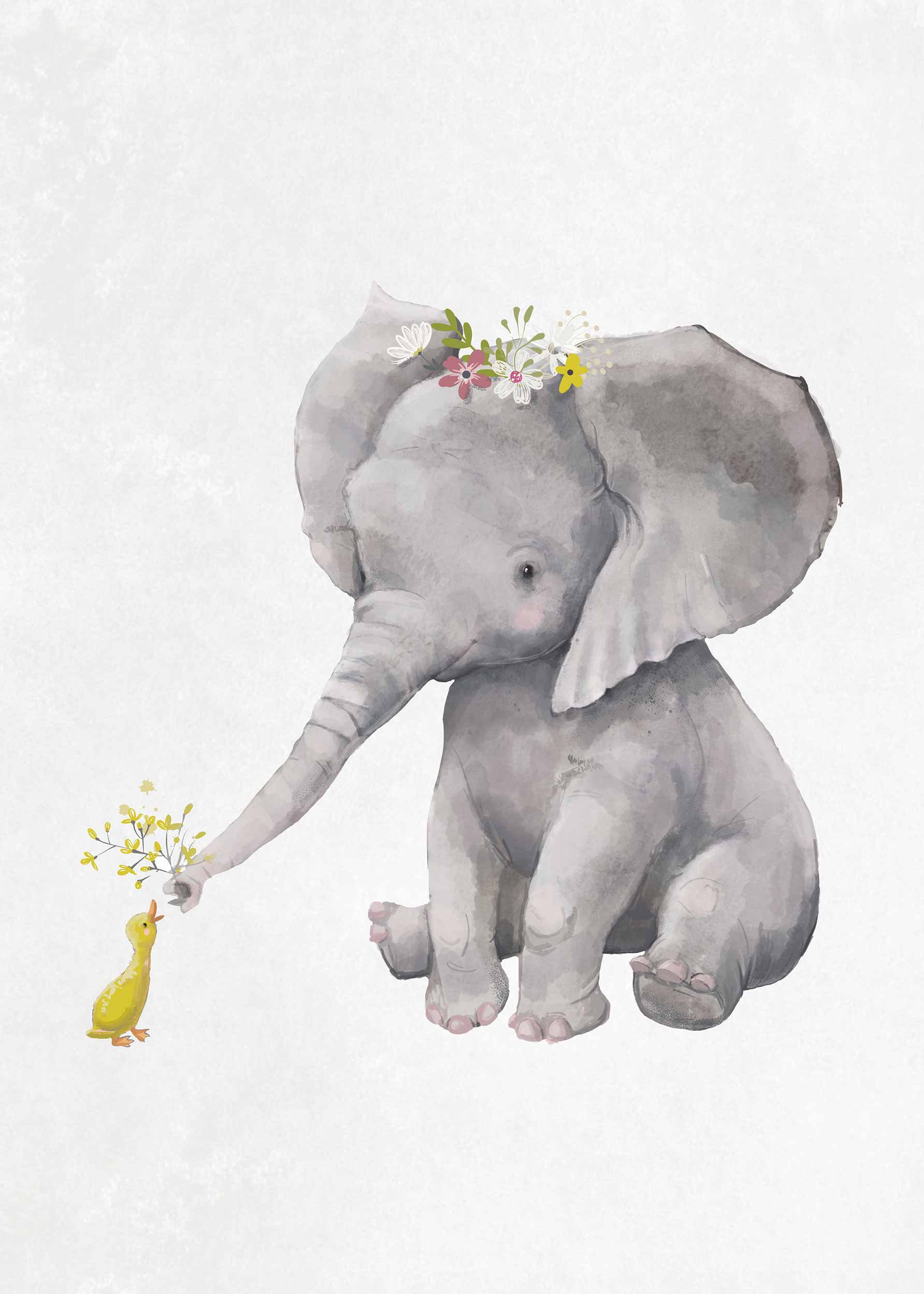 Elephant & Duck Poster - Elephant illustration (21x30 cm)