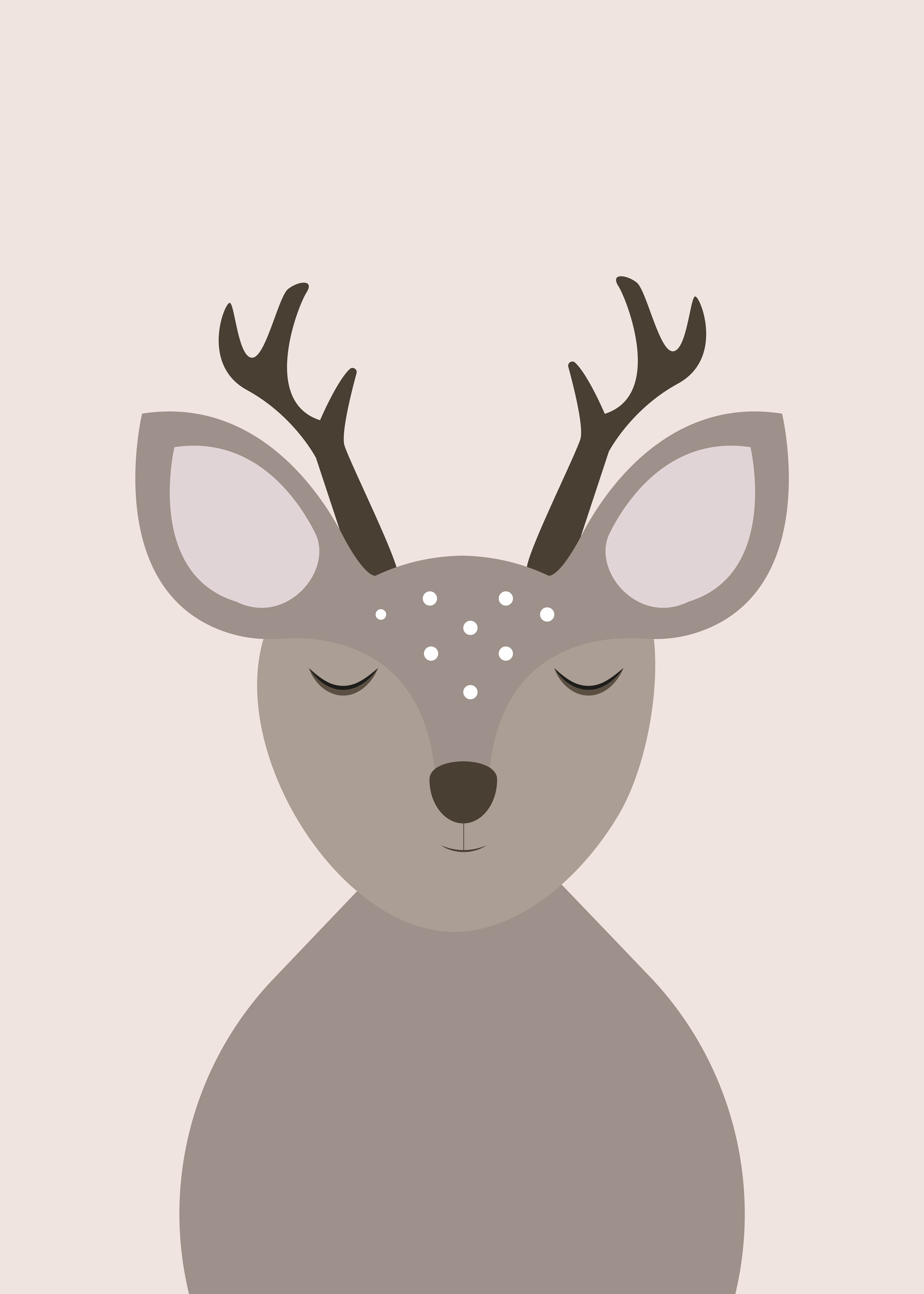 Sleeping Deer Poster - Tierillustration (40x50 cm)